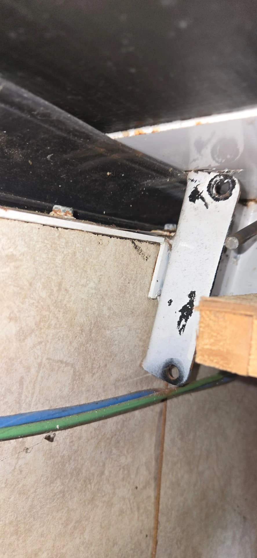 RV interior bracket and wall detail
